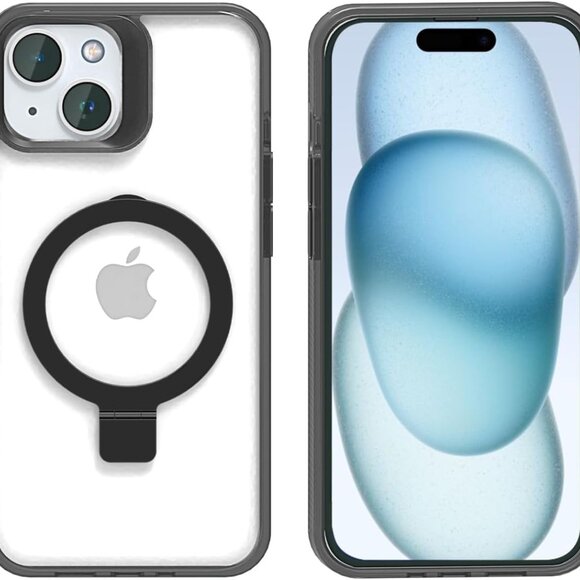 Clear Black Case for iPhone 15 Plus Case with Stand Magnetic, [MagSafe] - Picture 6 of 6